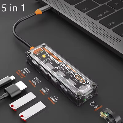 Basix USB C HUB 4K 60Hz Τύπος C σε HD-MI DP VGA Gigabit Ethernet USB 3.0 PD 100W Προσαρμογέας για αξεσουάρ υπολογιστή Macbook Air Pro M2 M1