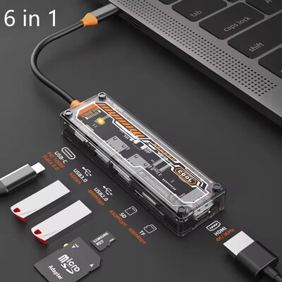 Basix USB C HUB 4K 60Hz Τύπος C σε HD-MI DP VGA Gigabit Ethernet USB 3.0 PD 100W Προσαρμογέας για αξεσουάρ υπολογιστή Macbook Air Pro M2 M1