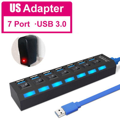 Hub USB 3 0 5 Gbps Port USB de mare viteză HUB Splitter USB Adaptor de alimentare 4/7 Usb Multi Port Multiple Expander Switch pentru PC Laptop