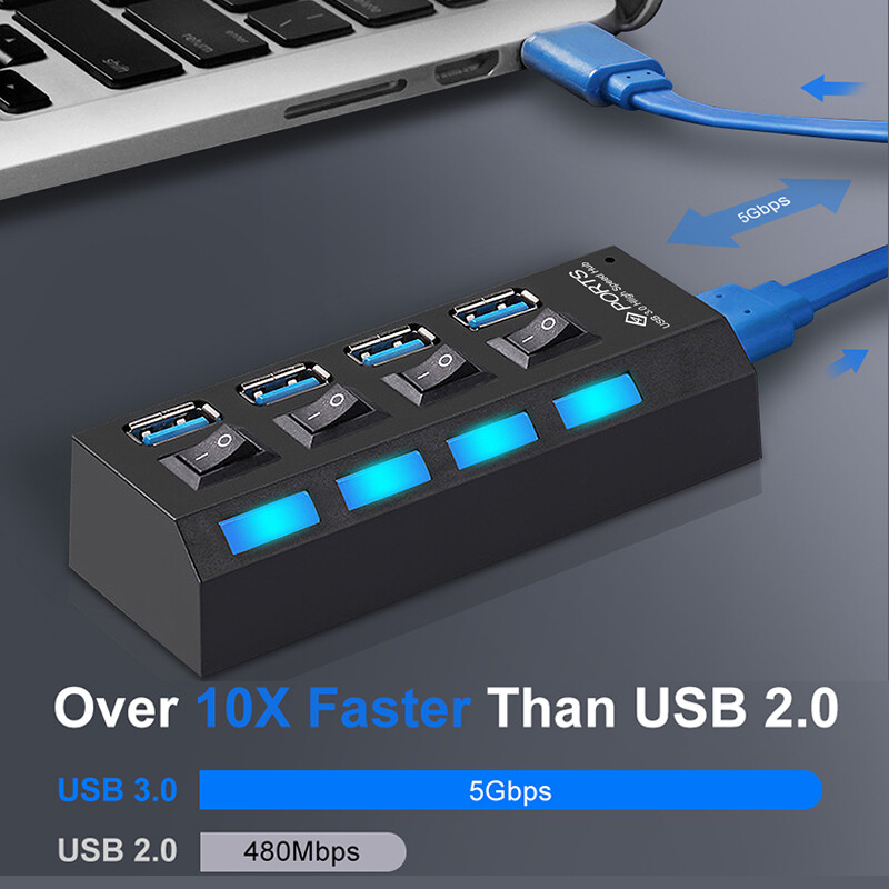 Hub USB 3 0 5 Gbps Port USB de mare viteză HUB Splitter USB Adaptor de alimentare 4/7 Usb Multi Port Multiple Expander Switch pentru PC Laptop