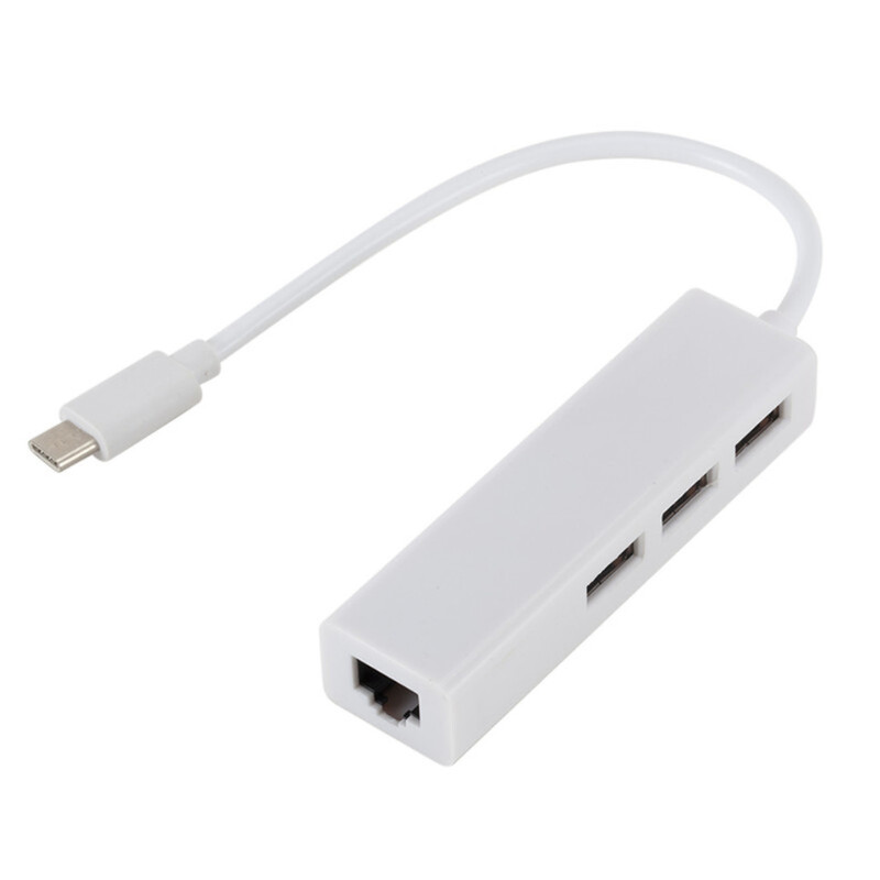 USB Ethernet s 3-portovým USB HUB 2.0 RJ45 LAN sieťovou kartou USB na Ethernet adaptér pre Mac IOS Android PC USB 2.0 HUB