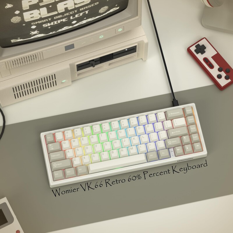 WOMIERI juhtmega mehaaniline mänguklaviatuur POM lineaarsete lülititega Kuumalt vahetatav eemaldatav tihendiga kinnitatav klaviatuur Macile/Winile