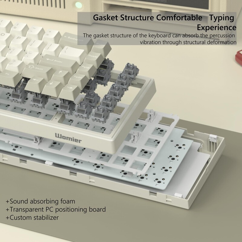 WOMIERI juhtmega mehaaniline mänguklaviatuur POM lineaarsete lülititega Kuumalt vahetatav eemaldatav tihendiga kinnitatav klaviatuur Macile/Winile
