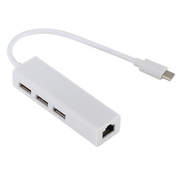 USB 3.1 HUB TYPE C към Ethernet мрежов LAN адаптер 100Mbps RJ45 USB-C с 3 порта USB HUB сплитер за MacBook Pro лаптоп