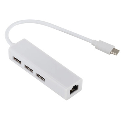 USB 3.1 C TIPA HUB — Ethernet tīkla LAN adapteris 100 Mbps RJ45 USB-C ar 3 portiem USB HUB sadalītāju MacBook Pro klēpjdatoram
