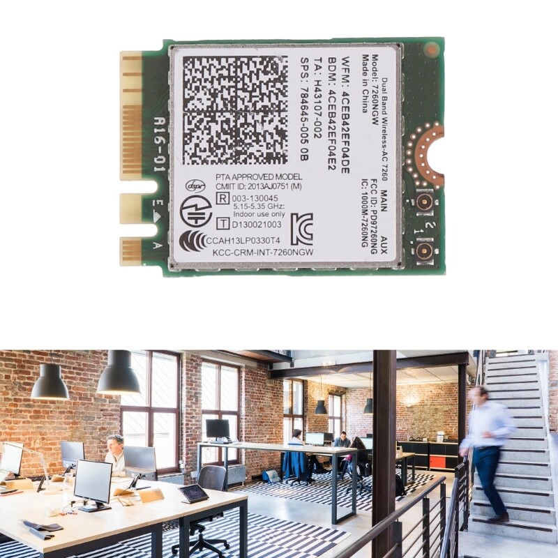 7265NGW Universal WIFI5 Networks Card for Laptop Support Win7/Win8/Win10 with Bt4.2 Wide Compatible Phone, Headset