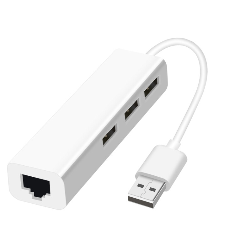 USB Ethernet s 3-portovým USB HUB 2.0 RJ45 LAN sieťovou kartou USB na Ethernet adaptér pre Mac iOS Android PC RTL8152 USB 2.0 HUB
