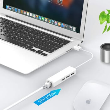 3 θύρες USB 2.0 Hub με USB Ethernet RJ45 LAN Adapter Laptop Ethernet Dock Network Extender για Mac IOS Android PC Chromebook