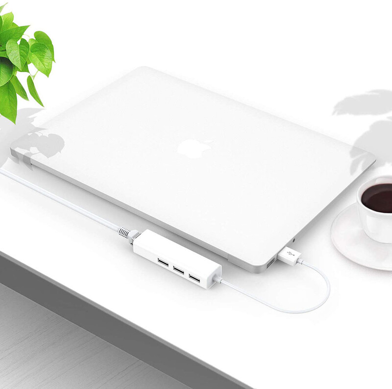 3 USB 2.0 portu centrmezgls ar USB Ethernet RJ45 LAN adapteri klēpjdatora Ethernet dokstacijas tīkla paplašinātājs operētājsistēmai Mac IOS Android PC Chromebook