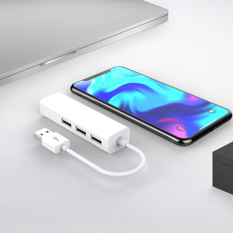 3 USB 2.0 portu centrmezgls ar USB Ethernet RJ45 LAN adapteri klēpjdatora Ethernet dokstacijas tīkla paplašinātājs operētājsistēmai Mac IOS Android PC Chromebook