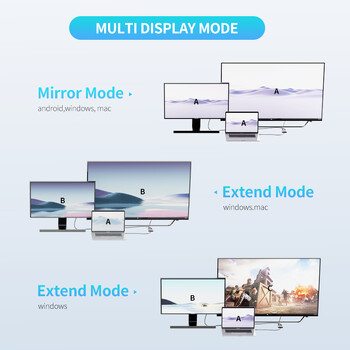 USB C σε 2 DisplayPort Hub 4K60hz Dual DP Docking Station Type C Προσαρμογέας Hub για MacBookAir Pro iPad Dell Thunderbolt 3/4