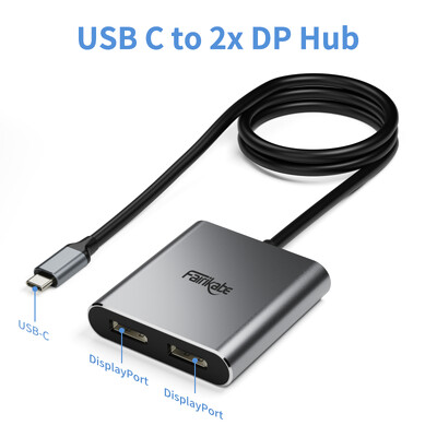 USB C į 2 DisplayPort Hub 4K60Hz Dviejų DP išvesties dokų stoties C tipo šakotuvo adapteris, skirtas MacBookAir Pro iPad Dell Thunderbolt 3/4