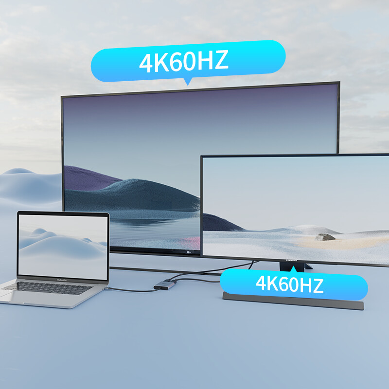 USB C į 2 DisplayPort Hub 4K60Hz Dviejų DP išvesties dokų stoties C tipo šakotuvo adapteris, skirtas MacBookAir Pro iPad Dell Thunderbolt 3/4