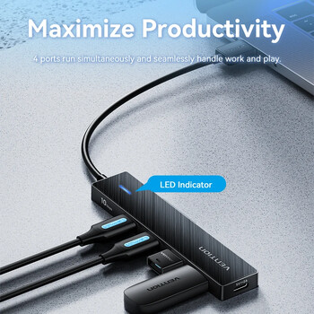 Εξαερισμός USB HUB 4 Θύρες USB HUB 10Gbps Προσαρμογέας USB 3.2 Gen 2 για Macbook Pro Air M1 Αξεσουάρ φορητού υπολογιστή PC Τύπος C HUB Splitter