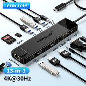 Lemorele 4K USB Hub USB C na Dual HDMI VGA Gigabit Docking Station USB 3.0 VGA adaptér Čítačky SD kariet pre Windows MacBook Air
