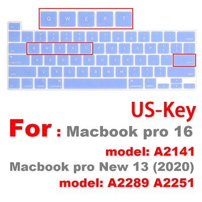 naljepnica za prijenosno računalo za macbook pro13 2020 A2289 A2251 poklopac tipkovnice Zaštitna folija za prijenosno računalo pro16 A2141 silikonska torbica za tipkovnicu US/EU