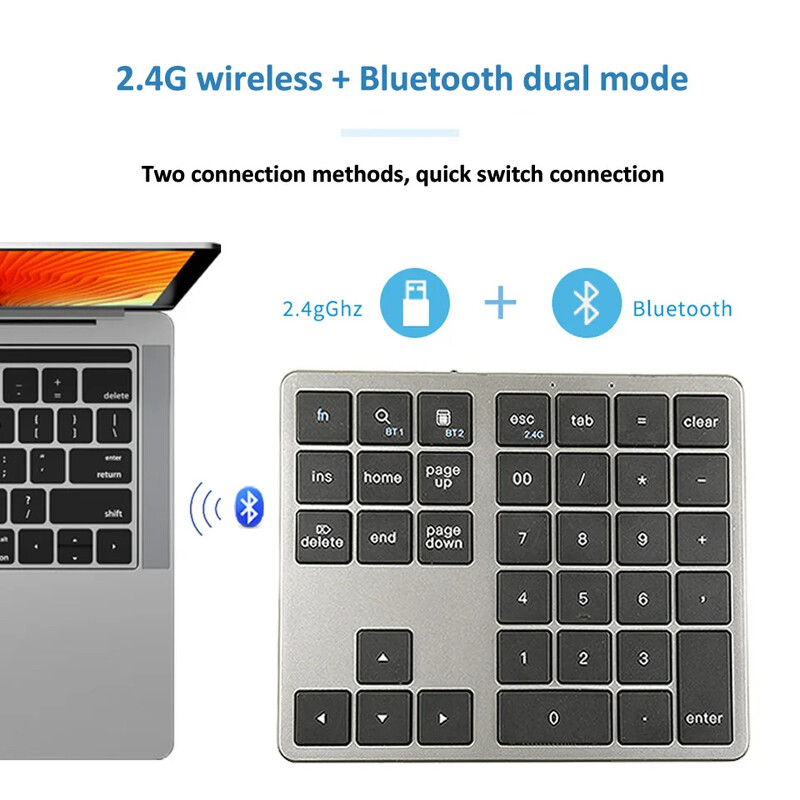 K35 numerikus billentyűzet 2.4G Bluetooth vezeték nélküli számbillentyűzet USB C újratölthető numerikus billentyűzet IOS Android Window digitális billentyűzethez