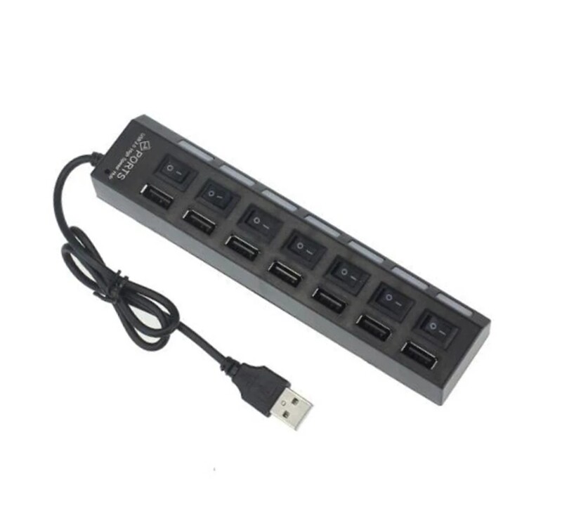 7-portový USB HUB USB 2.0 prepínač USB Hub 3.0 adaptér vysokorýchlostný multifunkčný 7-v-1 Hub USB zapnuté/vypnuté prepínač prenosný USB rozbočovač pre notebook