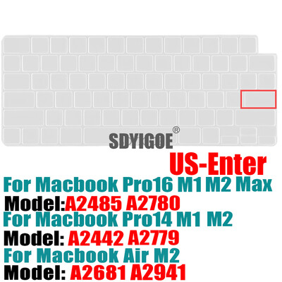Capac tastatură Ultra subțire pentru MacBook Air 15" M2 (A2941) MacBook Air 13,6" (A2681) MacBook Pro 14"16" (A2779A2442A2780A2485)