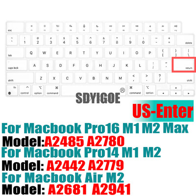 Capac tastatură Ultra subțire pentru MacBook Air 15" M2 (A2941) MacBook Air 13,6" (A2681) MacBook Pro 14"16" (A2779A2442A2780A2485)