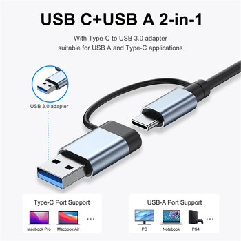 Hannord USB C Hub 7 IN 1 USB 3.0 Hub 5W PD Multiport Dock Station USB Splitte Multi Adapter за аксесоари за лаптопи