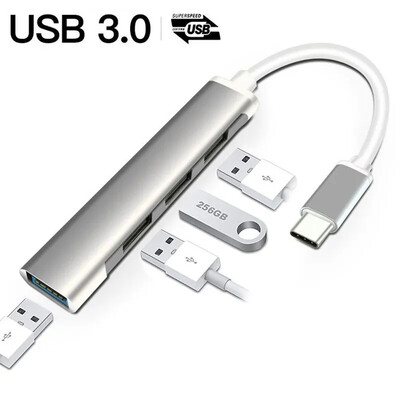4 portos USB Hub 3.0 Extender Type C USB 3.0 Splitter PC laptopokhoz Tartozékok OTG Multi Dokkoló állomás Macbook Air Pro-hoz