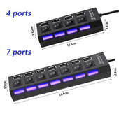 4/7 Θύρες USB HUB 2.0 High Speed Adapter Expander Multi USB Splitter Multiple Extender με διακόπτη λυχνίας LED για φορητό υπολογιστή γραφείου