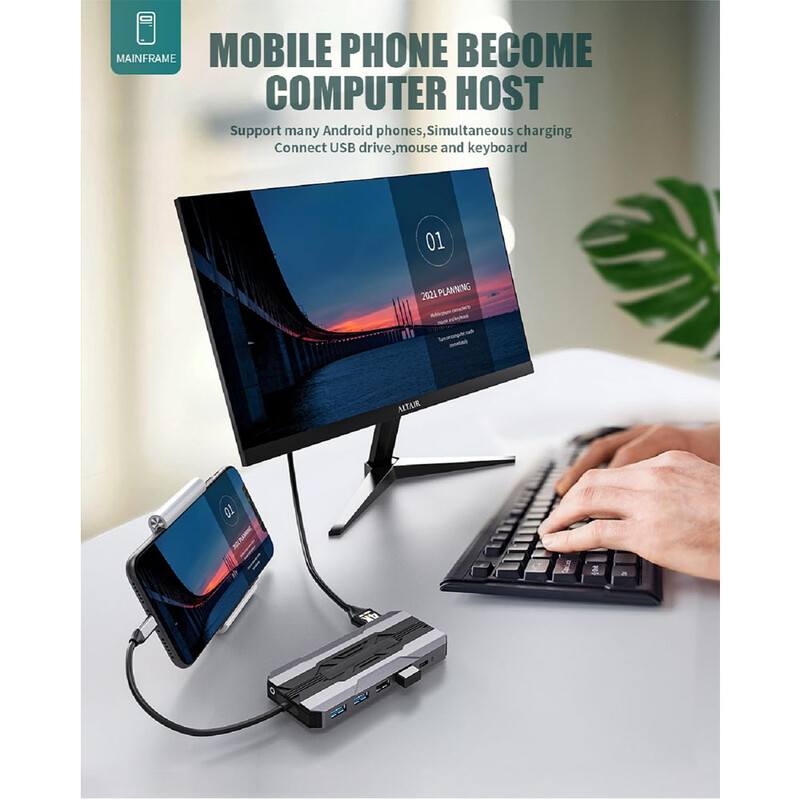 Getatek 13 IN 1 USB C Hub Docking Station Cititor de carduri SD 1000M RJ45 Compatibil HDMI HDTV VGA USB Hub 3.0 Adaptor concentrator