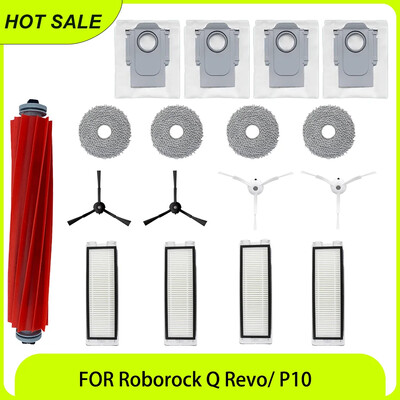 Suderinamas su Roborock Q Revo, P10 roboto dulkių siurblio pagrindiniu šepečiu, šoniniais šepečiais, hepa filtrais, šluostės pagalvėlėmis, dulkių maišeliais