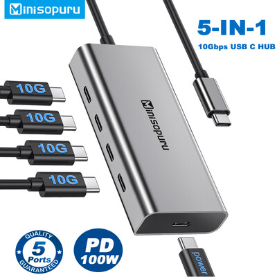 Minisopuru HUB USB C centrmezgls 10 Gbps centrmezgls C tipa USB uz USB 3.2 PD 100 W adapteris Macbook Pro iMac datora piederumiem USB centrmezgls