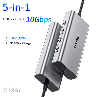 Minisopuru HUB USB C centrmezgls 10 Gbps centrmezgls C tipa USB uz USB 3.2 PD 100 W adapteris Macbook Pro iMac datora piederumiem USB centrmezgls