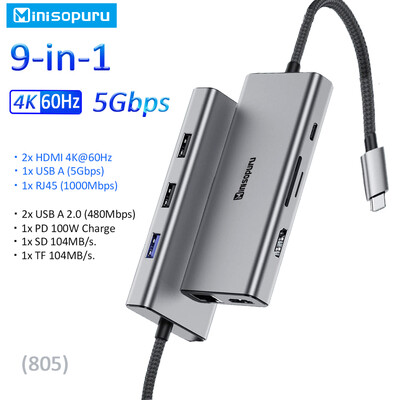 Minisopuru HUB USB C centrmezgls 10 Gbps centrmezgls C tipa USB uz USB 3.2 PD 100 W adapteris Macbook Pro iMac datora piederumiem USB centrmezgls