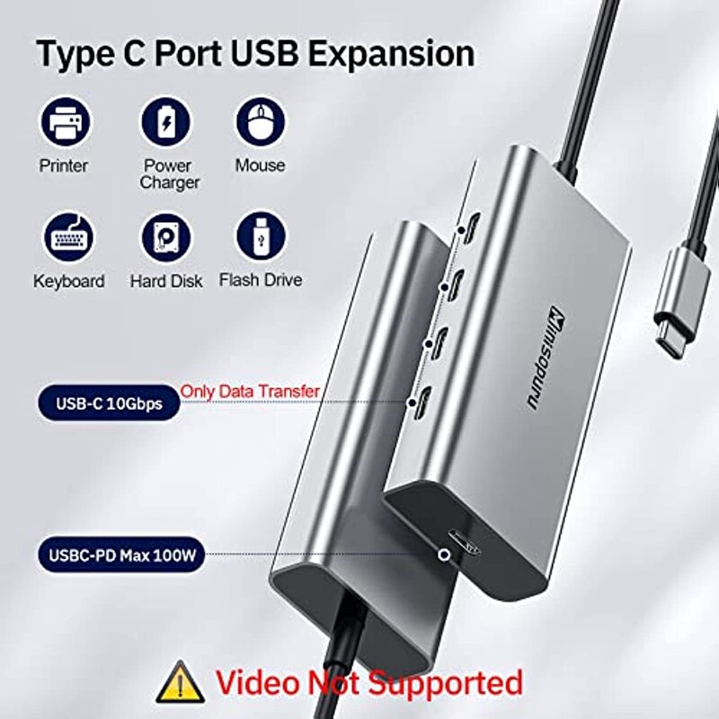 Minisopuru HUB USB C centrmezgls 10 Gbps centrmezgls C tipa USB uz USB 3.2 PD 100 W adapteris Macbook Pro iMac datora piederumiem USB centrmezgls