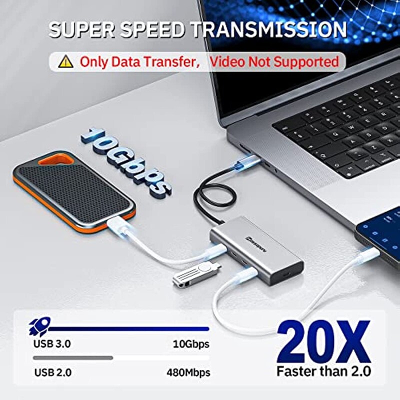 Minisopuru HUB USB C centrmezgls 10 Gbps centrmezgls C tipa USB uz USB 3.2 PD 100 W adapteris Macbook Pro iMac datora piederumiem USB centrmezgls