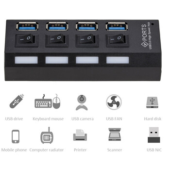 Mini USB HUB 3.0 Super Speed 5Gbps usb3.0 4 Ports HUB Portable Micro USB 3.0 HUB Splitter with External Power Adapter for PC Acc