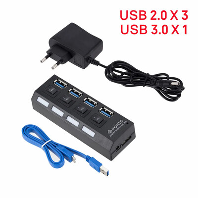 Mini USB HUB 3.0 Super Speed 5Gbps usb3.0 4 porti HUB Portable Micro USB 3.0 HUB sadalītājs ar ārēju strāvas adapteri datora pieslēgumam