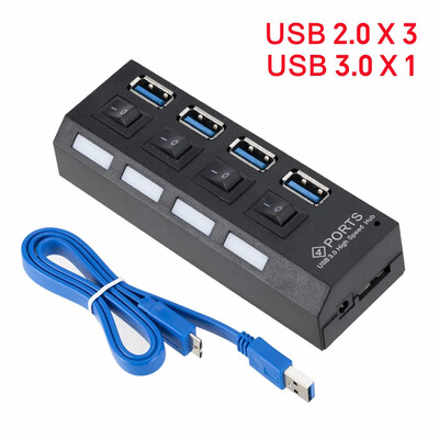 Mini USB HUB 3.0 Super Speed 5Gbps usb3.0 4 porti HUB Portable Micro USB 3.0 HUB sadalītājs ar ārēju strāvas adapteri datora pieslēgumam