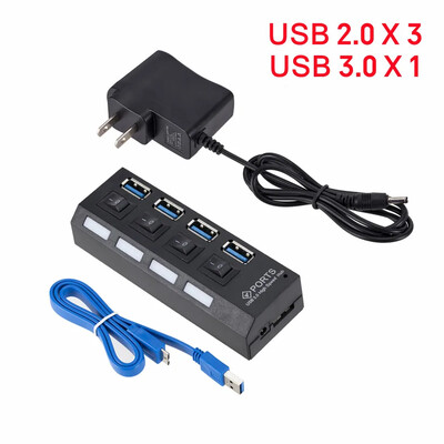 Mini USB HUB 3.0 Super Speed 5Gbps usb3.0 4 porti HUB Portable Micro USB 3.0 HUB sadalītājs ar ārēju strāvas adapteri datora pieslēgumam