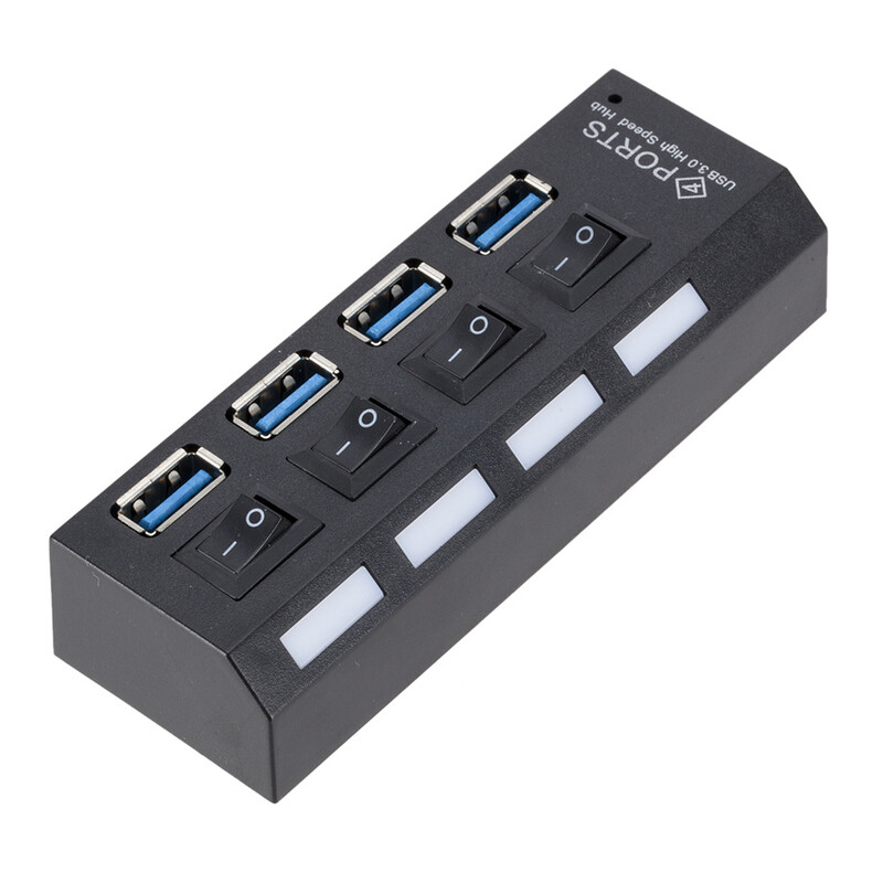 Mini USB HUB 3.0 Super Speed 5Gbps usb3.0 4 porti HUB Portable Micro USB 3.0 HUB sadalītājs ar ārēju strāvas adapteri datora pieslēgumam