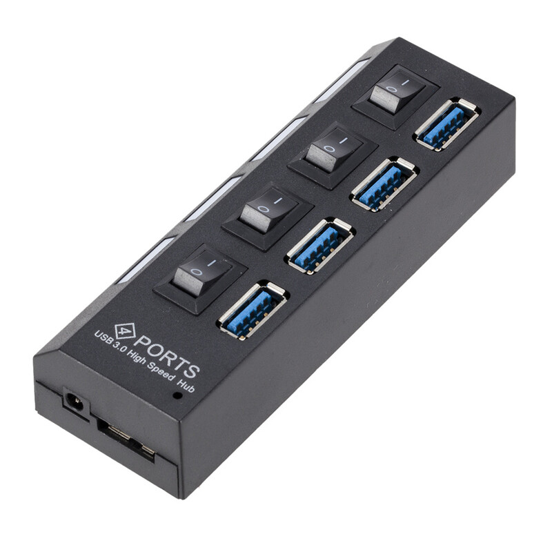 Mini USB HUB 3.0 Super Speed 5Gbps usb3.0 4 porti HUB Portable Micro USB 3.0 HUB sadalītājs ar ārēju strāvas adapteri datora pieslēgumam