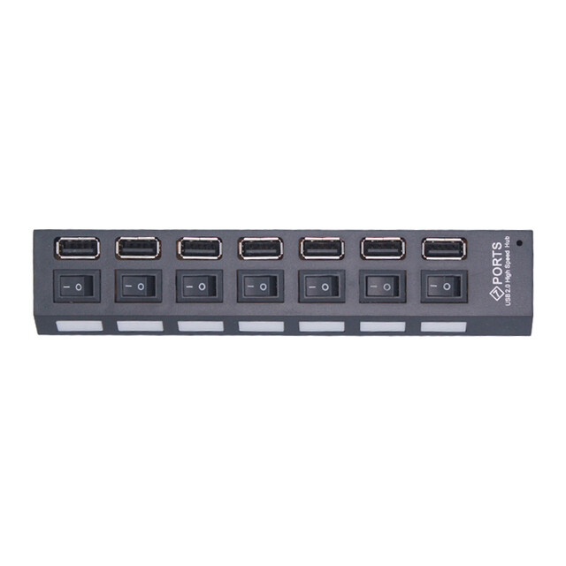 HUB USB cu 7 porturi Expansor Splitter Usb 2.0 de mare viteză Multifuncțional independent cu comutator ON/OFF, pentru PC, laptopuri, computer Hub