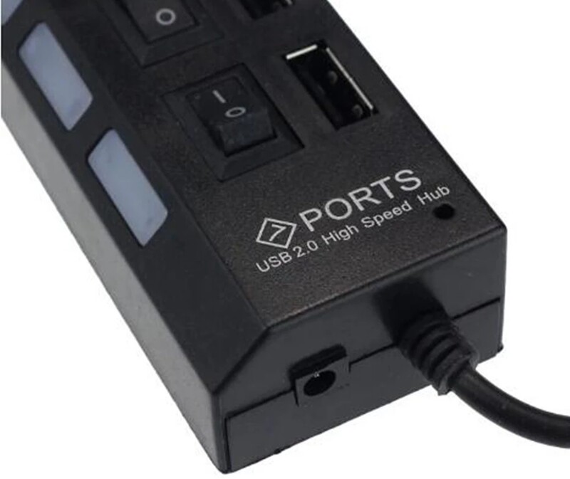 HUB USB cu 7 porturi Expansor Splitter Usb 2.0 de mare viteză Multifuncțional independent cu comutator ON/OFF, pentru PC, laptopuri, computer Hub