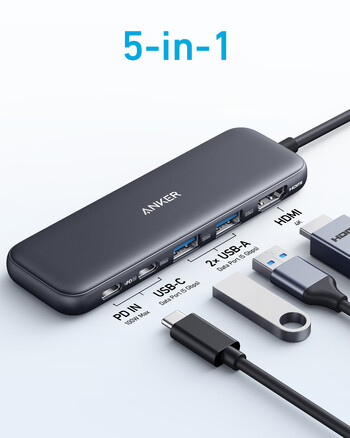 Anker 332 USB-C хъб 5-в-1 USB хъб докинг станция usb c външна графична карта за лаптопи 5 гигабита в секунда