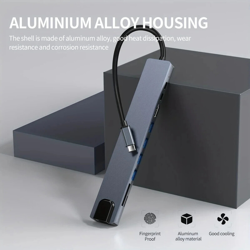 HUB USB C 10 în 1 4K30Hz Stație de andocare tip C la compatibil HDMI RJ45 Ethernet PD100W pentru MacBook iPad Telefon Huawei Sumsang