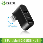 PzzPss 3 Port Multi 2.0 USB HUB Mini USB Hub Προσαρμογέας Splitter Περιστροφής υψηλής ταχύτητας για φορητό υπολογιστή για φορητό υπολογιστή Αξεσουάρ υπολογιστή