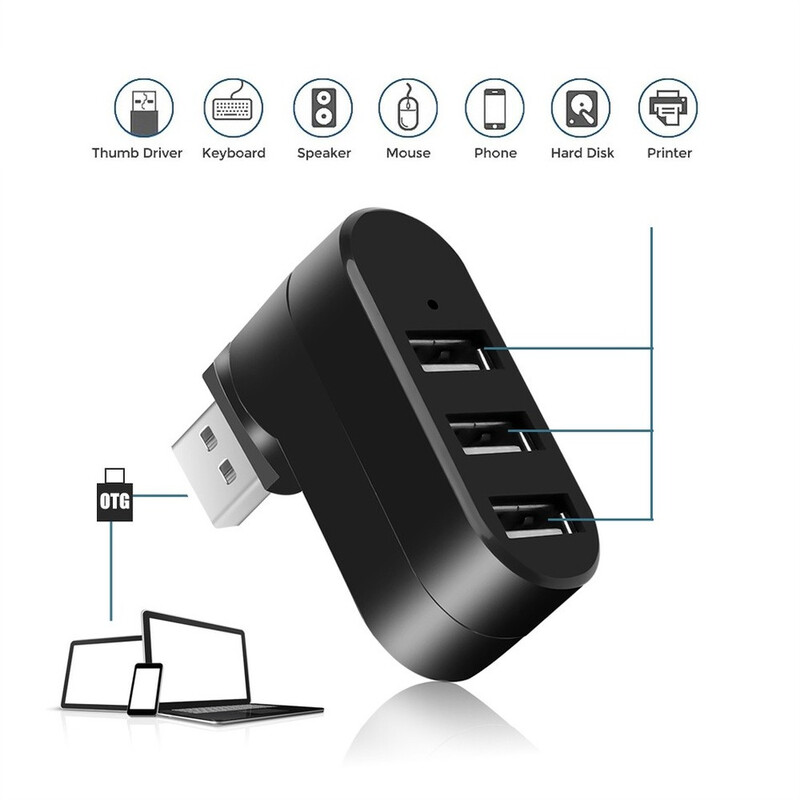 PzzPss 3 Port Multi 2.0 USB HUB Mini USB Hub Προσαρμογέας Splitter Περιστροφής υψηλής ταχύτητας για φορητό υπολογιστή για φορητό υπολογιστή Αξεσουάρ υπολογιστή