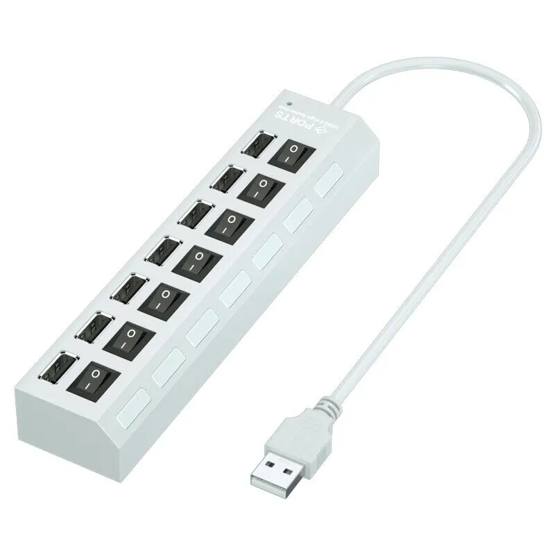 USB Hub 7 portov Multi USB rozbočovač napájací adaptér viacnásobný expandér s vypínačom pre PC notebook MacBook príslušenstvo
