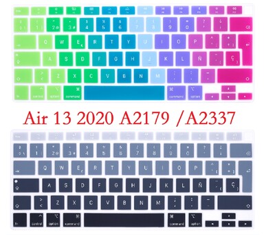EU-spanyol Macbook Air 13 2020 M1 Chip A2337 A2179 billentyűzet borító bőre Rainbow Silicon Macbook Air 13 2020 billentyűzethez