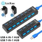 4/7 porty USB HUB 3.0 2.0 adaptér expandér vysokorýchlostný multi USB rozbočovač viacnásobný extender s LED prepínačom pre PC notebook