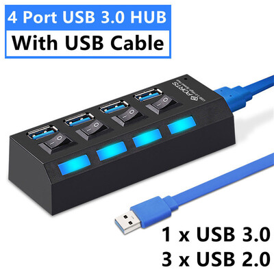 4/7 porty USB HUB 3.0 2.0 adaptér expandér vysokorýchlostný multi USB rozbočovač viacnásobný extender s LED prepínačom pre PC notebook